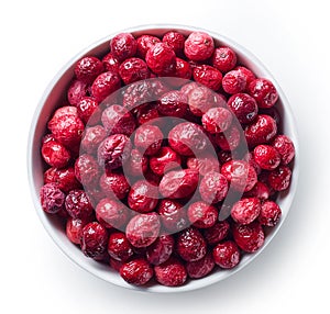 Bowl of freeze dried cranberries