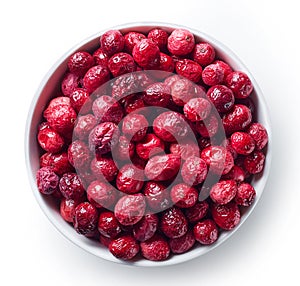 Bowl of freeze dried cranberries photo
