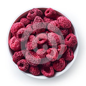 Bowl of freeze dried raspberries