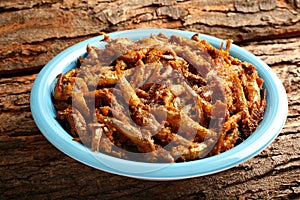 Bowl of fresh anchovy fish fry.