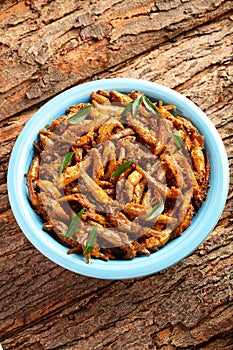 Bowl of fresh anchovy fish fry.