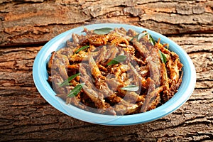 Bowl of fresh anchovy fish fry.