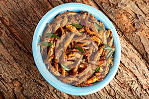 Bowl of fresh anchovy fish fry.