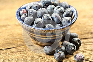 Bowl of Fresh Blueberries, Nutritious Fruit in Small Bowl