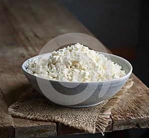 Bowl of fresh cottage cheese