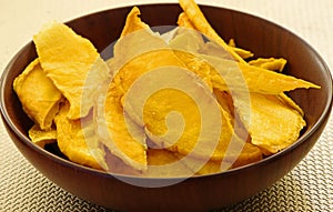 Bowl of fresh dehydrated mango