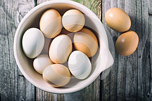 Bowl of fresh farm eggs