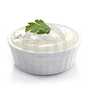 Bowl of fresh garlic dip