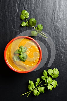 Bowl of fresh homemade sweet potato soup