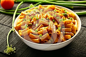 Bowl of fresh pasta with fresh cream.