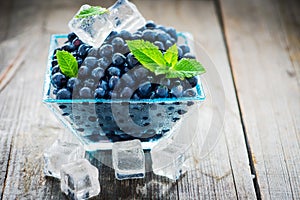 Bowl of fresh picked blueberries
