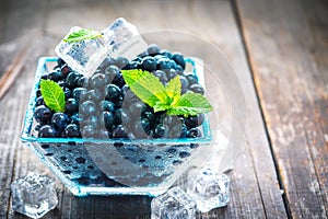Bowl of fresh picked blueberries