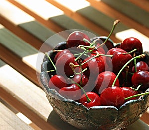 Bowl of Fresh Red Cherries
