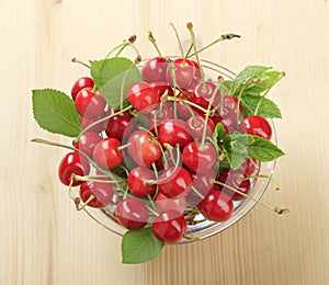 Bowl of fresh red cherries