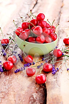 Bowl of fresh red cherries