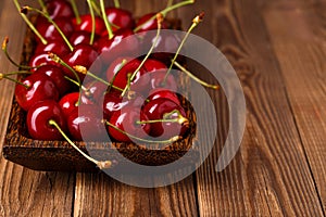 Bowl with fresh red Cherries.