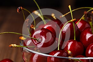 Bowl with fresh red Cherries.