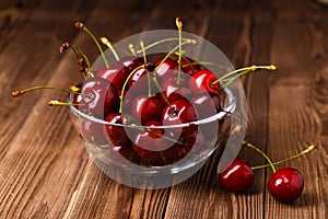 Bowl with fresh red Cherries.