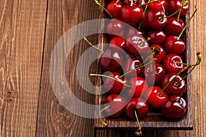 Bowl with fresh red Cherries.