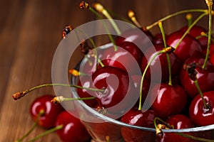 Bowl with fresh red Cherries.