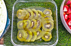 Bowl of fresh sliced Kiwis