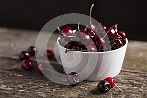 Bowl of fresh sweet cherries