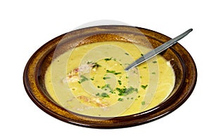 Bowl of Freshly Cooked Hearty Pea and Ham Soup
