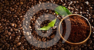 Bowl of freshly ground single origin coffee