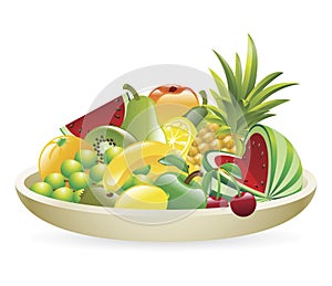 Bowl of fruit illustration