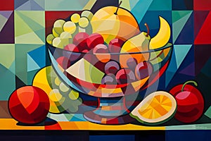 Bowl of Fruit in the style of Cubism (Generative AI)