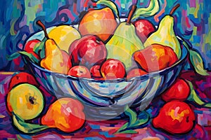 Bowl of Fruit in the style of Fauvism (Generative AI)