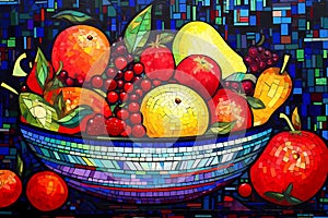 Bowl of Fruit in the style of Primitivism (Generative AI)