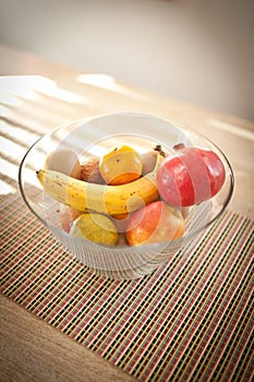 Bowl of fruit on table