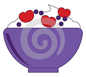 A bowl of fruit and yogurt, illustration, vector