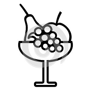 Bowl Of Fruits And Berries Party Thin Stroke Icon