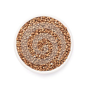 Bowl full of buckwheat isolated