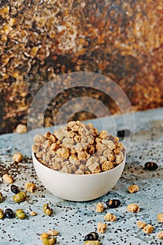Bowl full of chunks of textured soy protein