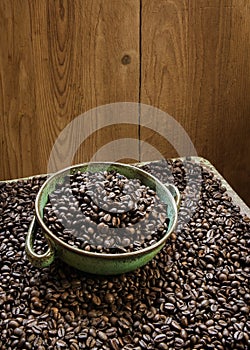 Bowl full of coffee grains