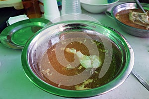 Bowl full of fish soup