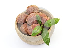 Bowl full of fresh lychee fruits