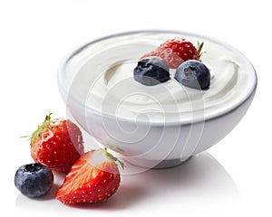 Bowl of greek yogurt photo