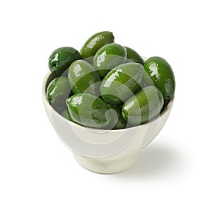 Bowl with green Italan Bella olives