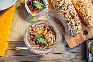 Bowl of grilled sweet potatoes