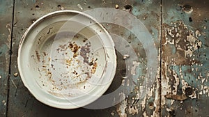 A bowl with a grimy surface