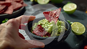 The bowl with guacamole. AI generated