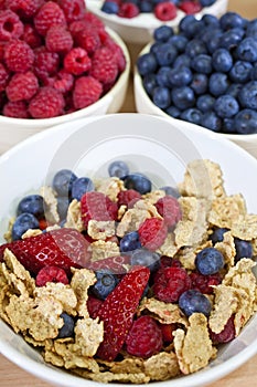 Bowl of Healthy Breakfast Cereals & Fruit Berries