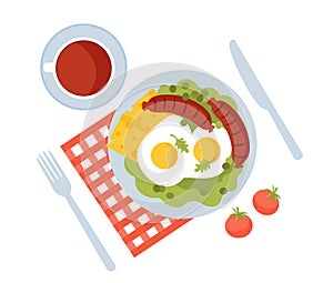 Bowl with healthy breakfast vector concept