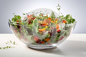 A Bowl of Healthy Salad Nutritious Meal with Fresh Vegetables and Leafy Greens - Created with Generative AI