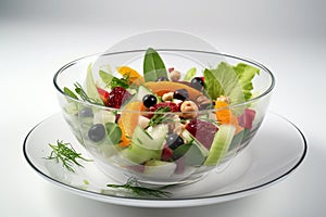 A Bowl of Healthy Salad Nutritious Meal with Fresh Vegetables and Leafy Greens - Created with Generative AI