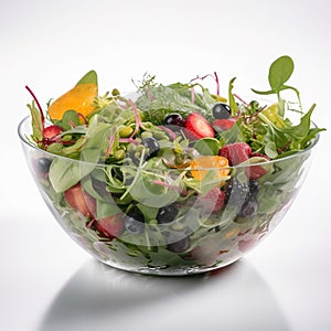 A Bowl of Healthy Salad Nutritious Meal with Fresh Vegetables and Leafy Greens - Created with Generative AI